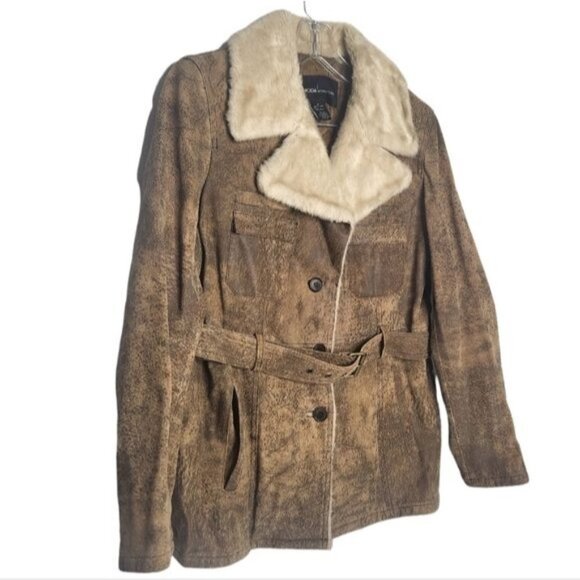 MODA INTERNATIONAL Distressed Genuine Leather Jacket Coat - Picture 9 of 9